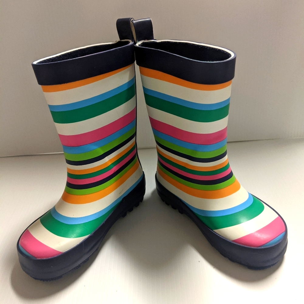 Pink and Green Striped Rain & Snow Boots